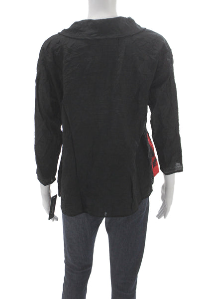 Sydney Women Tunic Cowl Neck Geometric Black 3/4 Sleeve Viscose Size L