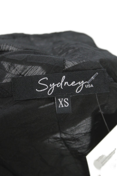 Sydney Women Tunic Blouse Black Geometric Cowl Neck 3/4 Sleeve Size XS