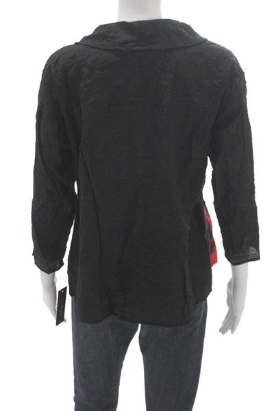 Sydney Womens Tunic Cowl Neck 3/4 Sleeve Geometric Black Viscose Size XL