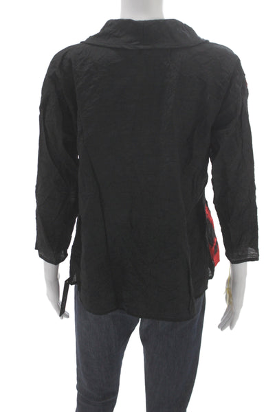 Sydney Womens Tunic Blouse Black Cowl Neck Geometric 3/4 Sleeve Viscose Size M