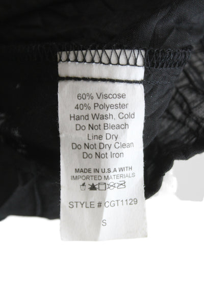 Sydney Womens Tunic Blouse Black Cowl Neck Geometric 3/4 Sleeve Viscose Size M