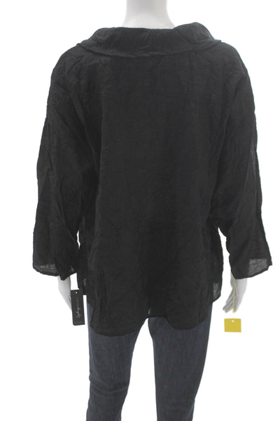 Sydney Women Tunic Blouse Black Cowl Neck 3/4 Sleeve Geometric Viscose Size XL