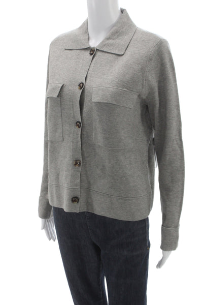 Tribal Women Cardigan Collared Gray Long Sleeve Viscose Casual Size M