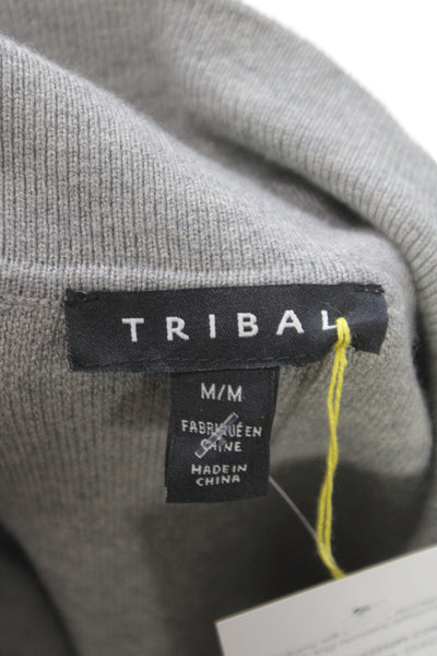 Tribal Women Cardigan Collared Gray Long Sleeve Viscose Casual Size M