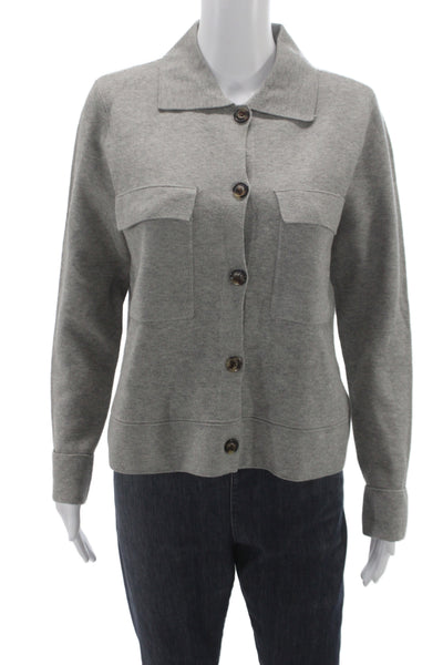 Tribal Women Collared Gray Petite Cardigan Viscose Blend Long Sleeve Size XS