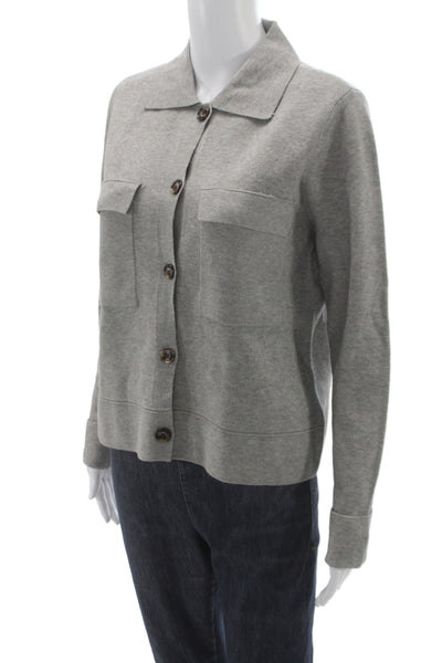 Tribal Women Collared Gray Petite Cardigan Viscose Blend Long Sleeve Size XS