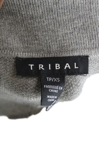 Tribal Women Collared Gray Petite Cardigan Viscose Blend Long Sleeve Size XS
