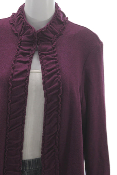 Pure Essence Women Cardigan Sweater Purple Collared Longsleeve Rayon Size XL