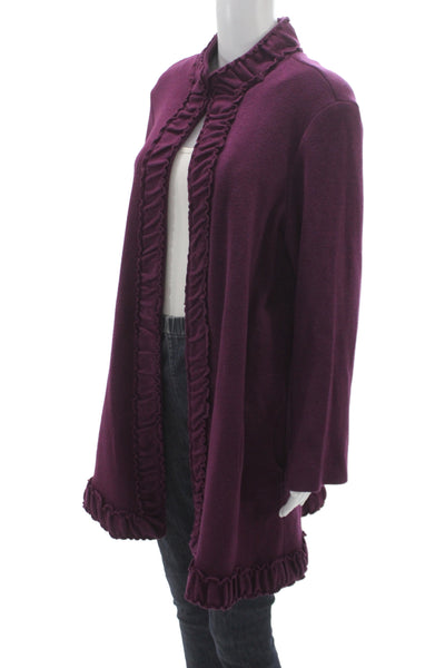 Pure Essence Women Cardigan Sweater Purple Collared Longsleeve Rayon Size XL