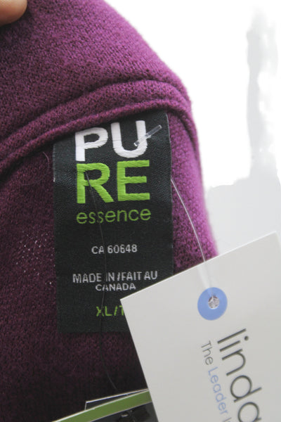 Pure Essence Women Cardigan Sweater Purple Collared Longsleeve Rayon Size XL