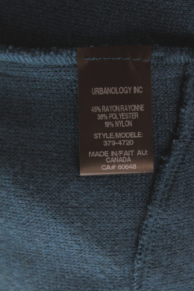 Pure Essence Women Cardigan Blue High Neck Long Sleeve Rayon Blend Size XL