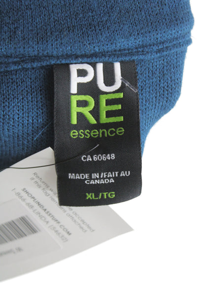 Pure Essence Women Cardigan Blue High Neck Long Sleeve Rayon Blend Size XL