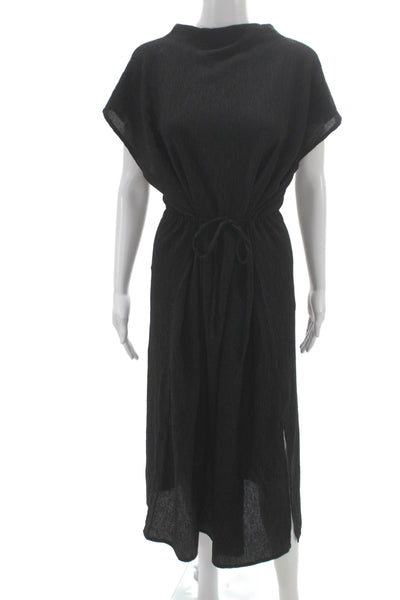 Eileen Fisher Women Shift Dress Black Cowl Neck Knee Length Size XL