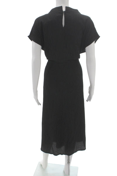 Eileen Fisher Women Shift Dress Black Cowl Neck Knee Length Size XL