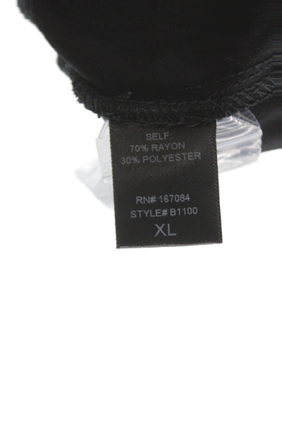 Pomander Place Women Black Collared Tunic Button-Up Long Sleeve Rayon Size XL
