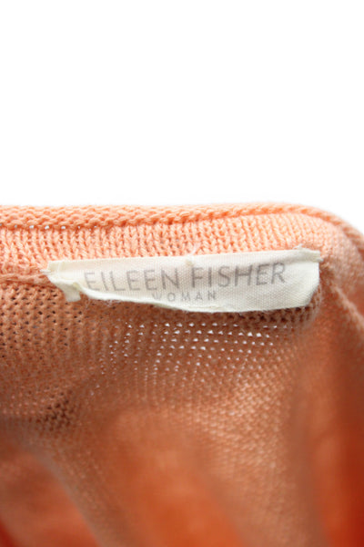 Eileen Fisher Women Linen Scoop Neck Pullover Orange Long Sleeve Plus Size M
