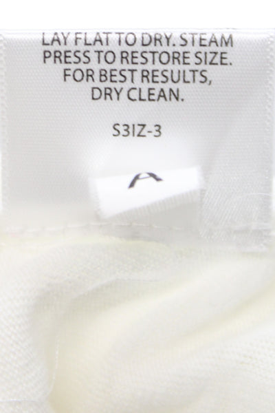Eileen Fisher Women White 100% Linen Scoop Neck Short Sleeve T-Shirt Size S