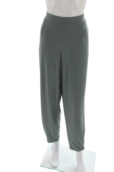 Marla Wynne Womens Ankle Pants Green Pull On Casual Solid Polyester Size L