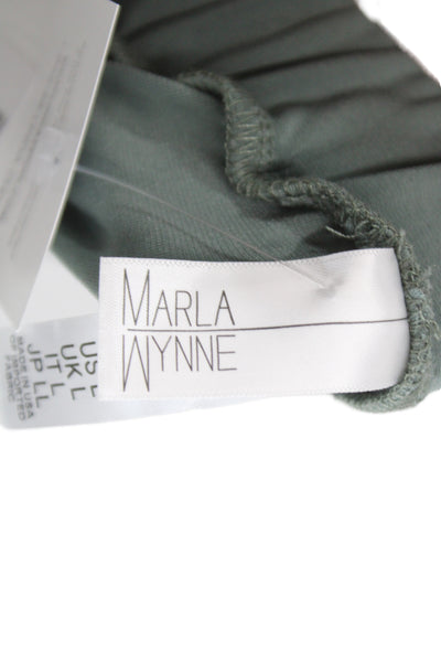 Marla Wynne Womens Ankle Pants Green Pull On Casual Solid Polyester Size L