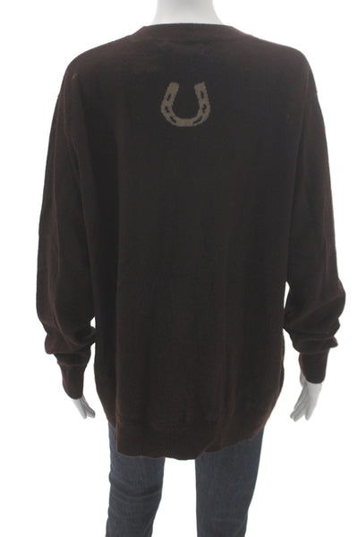 Leret Leret Womens Brown Cashmere Crew Neck Pullover Sweater Long Sleeve Size L