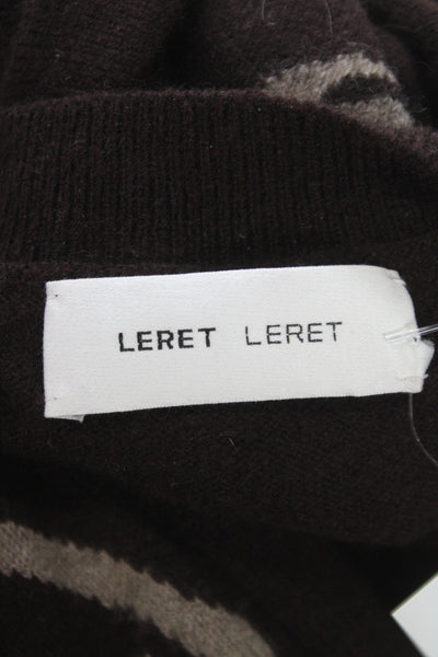 Leret Leret Womens Brown Cashmere Crew Neck Pullover Sweater Long Sleeve Size L
