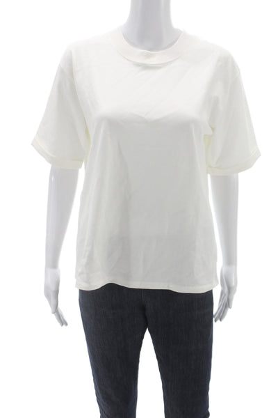Sezane Womens White Cotton Crew Neck Short Sleeve Basic T-Shirt Size M