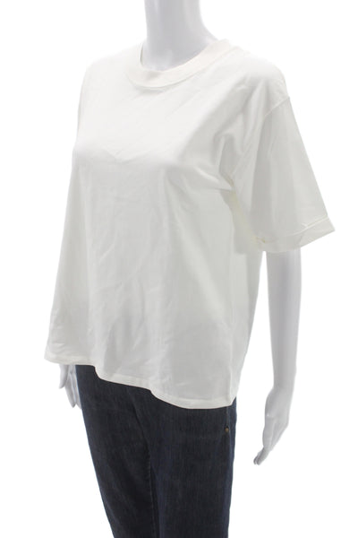 Sezane Womens White Cotton Crew Neck Short Sleeve Basic T-Shirt Size M