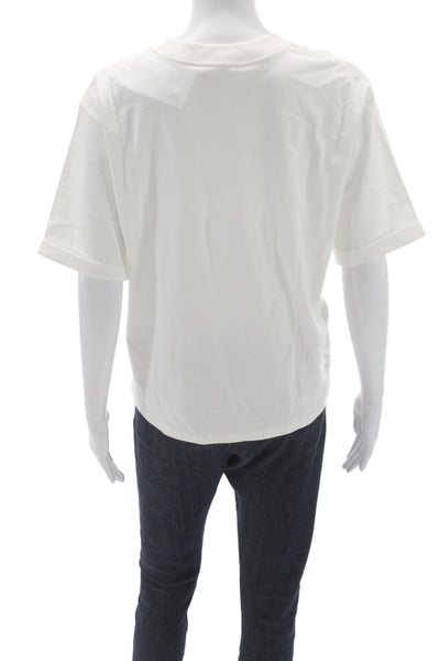 Sezane Womens White Cotton Crew Neck Short Sleeve Basic T-Shirt Size M