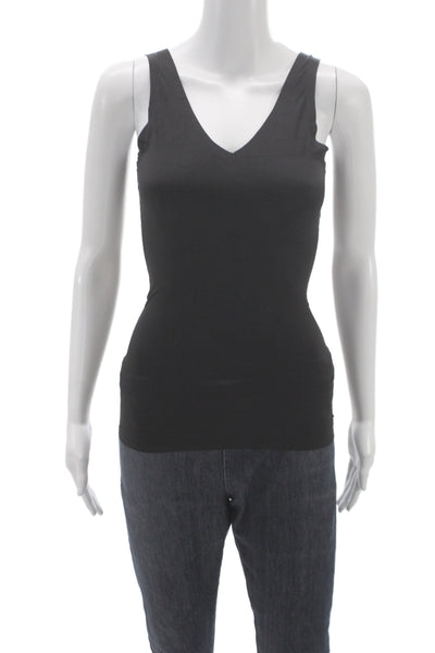 Eby Women Basic Black V-Neck Sleeveless Tank Pullover Size S