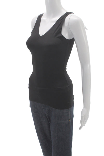 Eby Women Basic Black V-Neck Sleeveless Tank Pullover Size S
