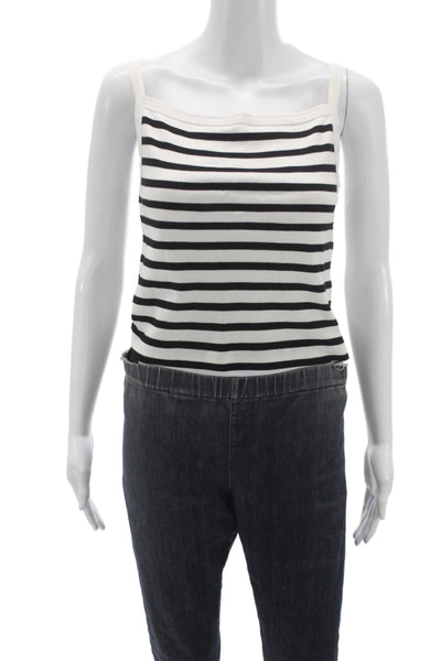 La Ligne Womens Black Striped Cotton Square Neck Camisole Nautical Size S