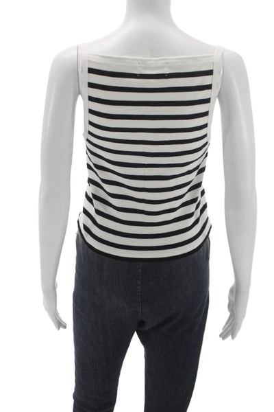 La Ligne Womens Black Striped Cotton Square Neck Camisole Nautical Size S