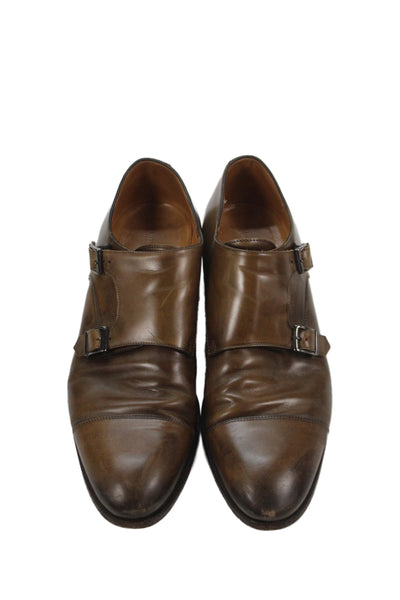 Suit Supply Mens Leather Buckle Closure Dress Shoes Brown Size 43