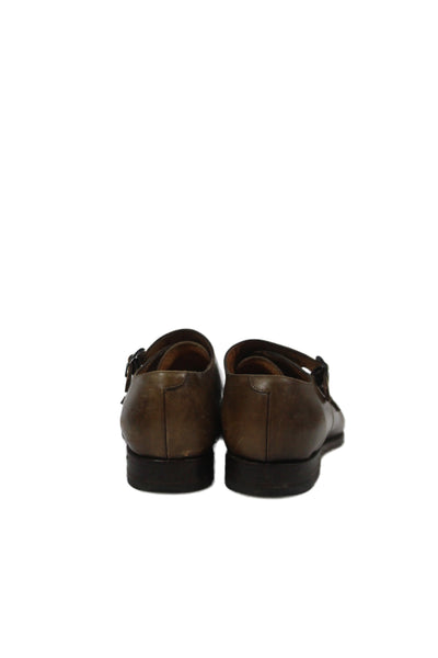 Suit Supply Mens Leather Buckle Closure Dress Shoes Brown Size 43