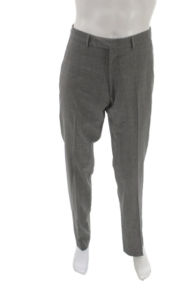 John Varvatos Star USA Mens Dress Pants Gray Wool Plaid Size 33