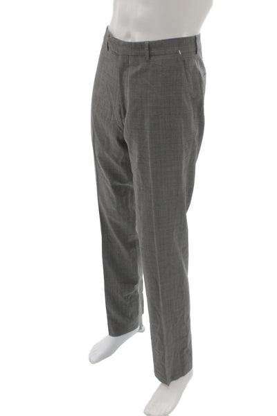 John Varvatos Star USA Mens Dress Pants Gray Wool Plaid Size 33