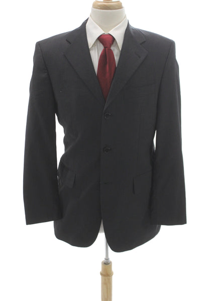 Feraud Mens Blazer Black Pure New Wool Button Classic Size 46