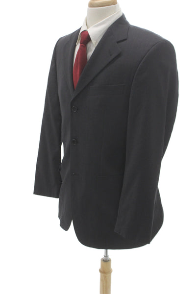 Feraud Mens Blazer Black Pure New Wool Button Classic Size 46