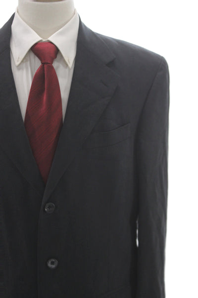 Oscar de la Renta Mens Black Tencel Lyocell Blazer Button Size 40