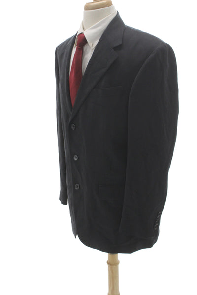 Oscar de la Renta Mens Black Tencel Lyocell Blazer Button Size 40