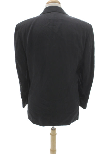 Oscar de la Renta Mens Black Tencel Lyocell Blazer Button Size 40