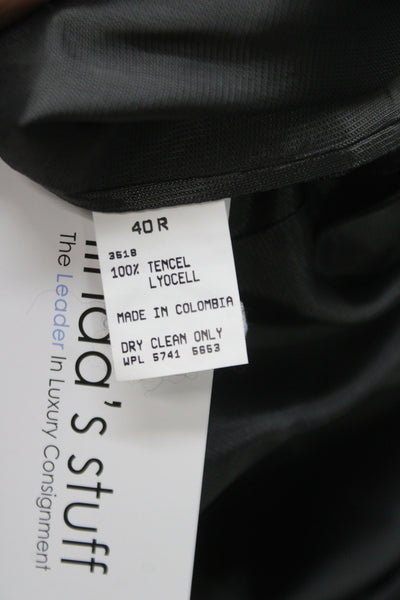 Oscar de la Renta Mens Black Tencel Lyocell Blazer Button Size 40