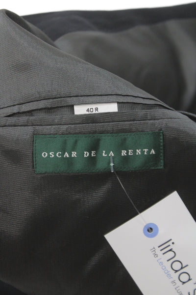 Oscar de la Renta Mens Black Tencel Lyocell Blazer Button Size 40