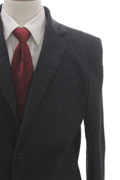 Nordstrom Mens Classic Blue Plaid Polyester Blazer Button Size 40