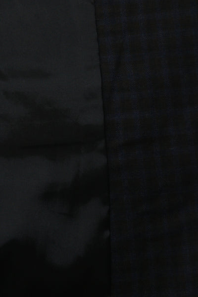 Nordstrom Mens Classic Blue Plaid Polyester Blazer Button Size 40