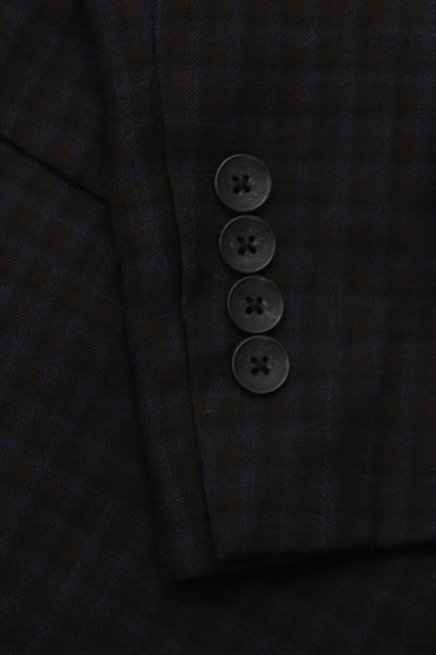 Nordstrom Mens Classic Blue Plaid Polyester Blazer Button Size 40