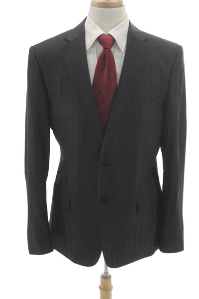 Versace Collection Mens Black Striped 2 Piece Suit Jacket Viscose Size 52