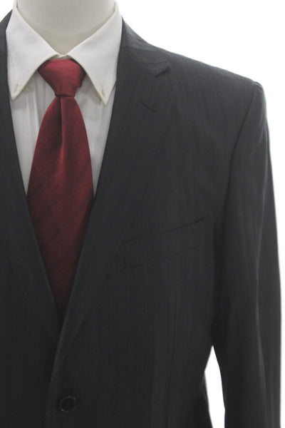 Versace Collection Mens Black Striped 2 Piece Suit Jacket Viscose Size 52