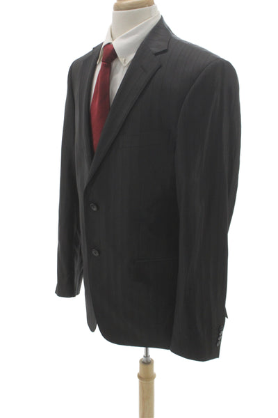 Versace Collection Mens Black Striped 2 Piece Suit Jacket Viscose Size 52