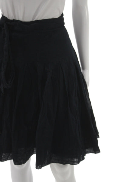 Burberry London Women Black Cotton Pleated Knee Length Skirt Size 2